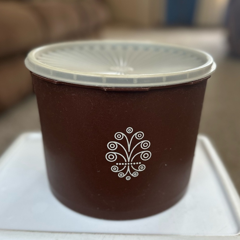 Tupperware brown canister